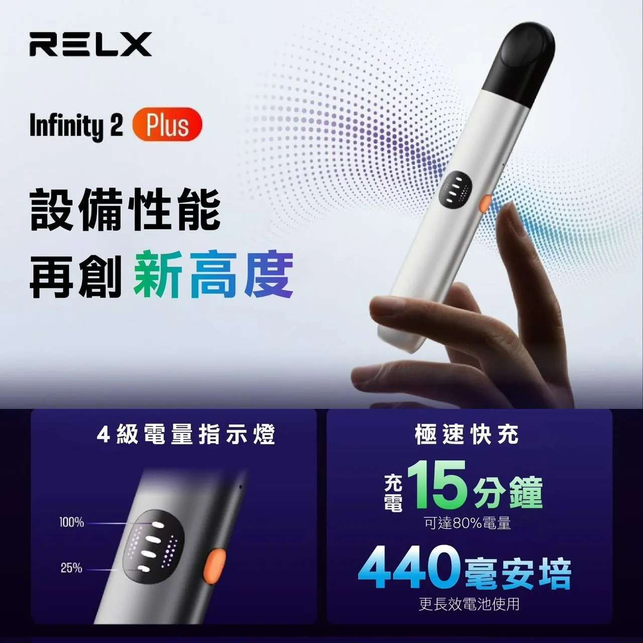 RELX 悅刻六代主機 15 分鐘急速快充與無線充電功能